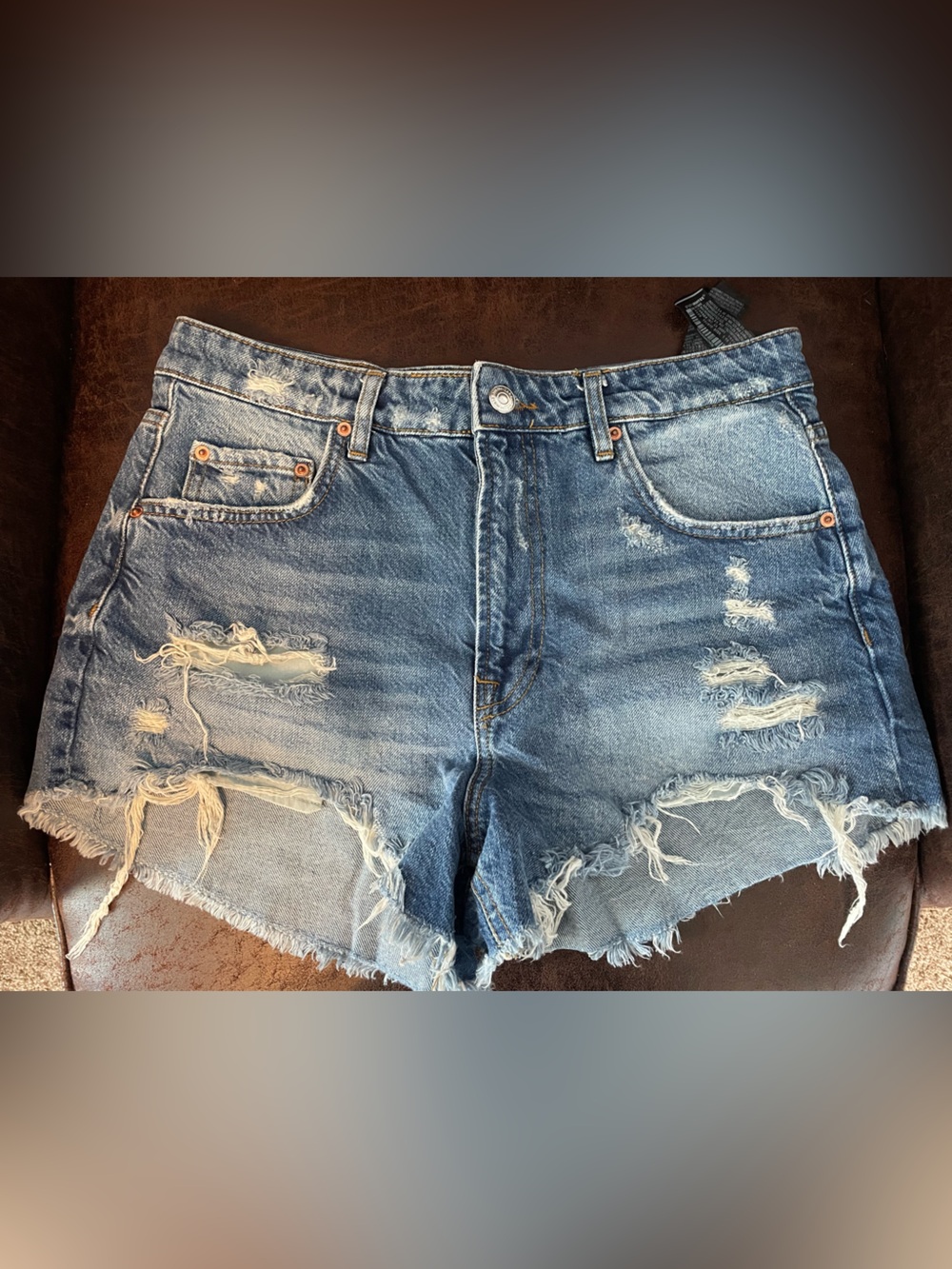 Zara Distressed Light Blue Denim Cutoff Shorts